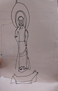 sketch of Kudara Kannon statue